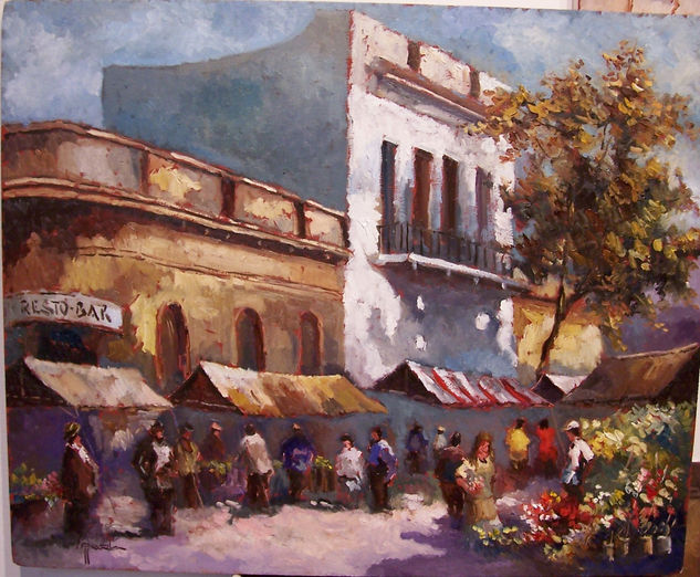 Feria de flores Oil Canvas