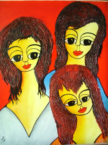 LAS TRES HERMANAS Acrílico Tabla Retrato