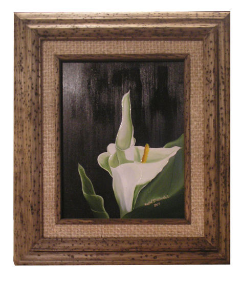 Dos alcatraces en fondo negro Oil Canvas Floral Painting