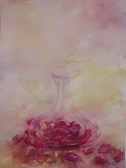 Pétalos rojos Watercolour Paper Still Life Paintings