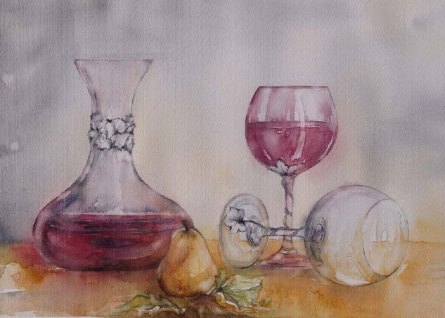 La copa caída Watercolour Paper Still Life Paintings