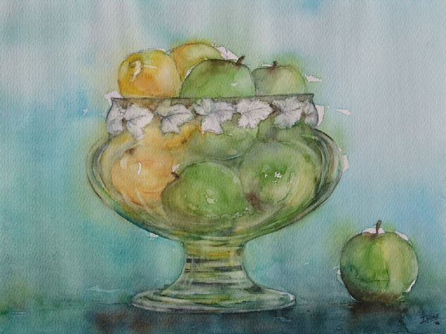 Manzanas verdes Watercolour Paper Still Life Paintings