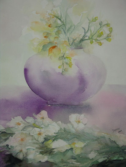 Flores blancas Watercolour Paper Floral Painting