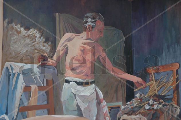 Freud, pintor trabajando. Homenaje.