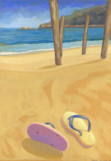 Sandalias abandonadas Acrylic Card Landscaping