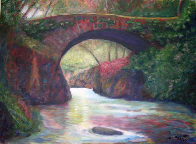 Puente de la Angostura-río Lozoya Acrylic Canvas Landscaping