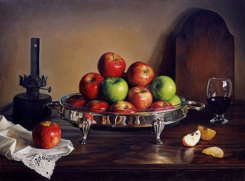 Manzanas y reflejos Oil Canvas Still Life Paintings