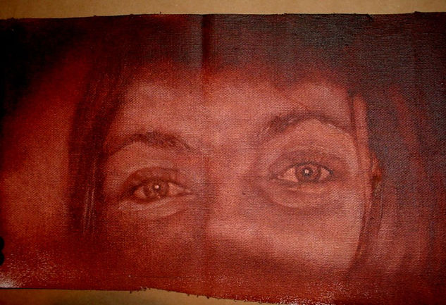 la mirada de Carla Oil Textile Portrait