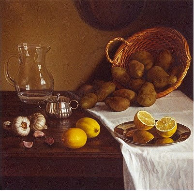 Papas y limones Oil Canvas Still Life Paintings