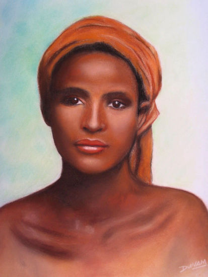 Belleza negra Pastel Papel Retrato