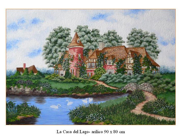 La Casa del Lago Acrylic Canvas Landscaping