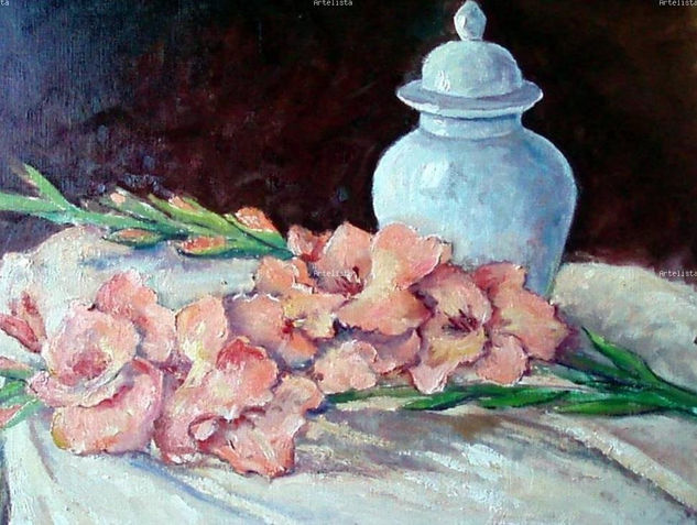 gladiolos Oil Paper Floral Painting