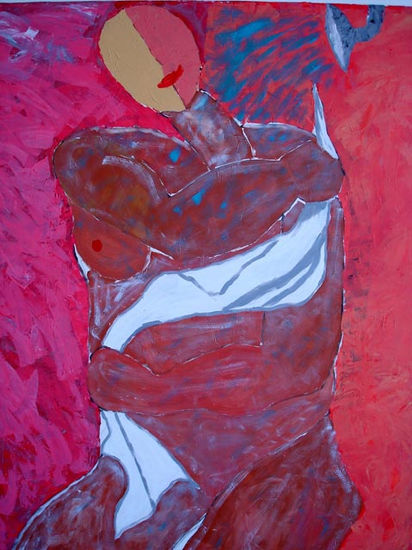 en la ducha Acrylic Canvas Figure Painting