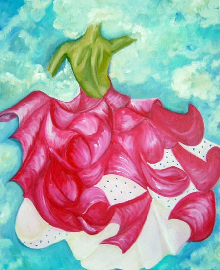 DANZANDO CON LAS NUBES Oil Panel Figure Painting