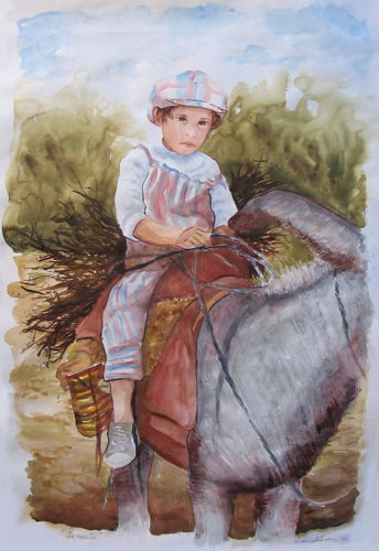 Leñerito de Belén Watercolour Card Portrait