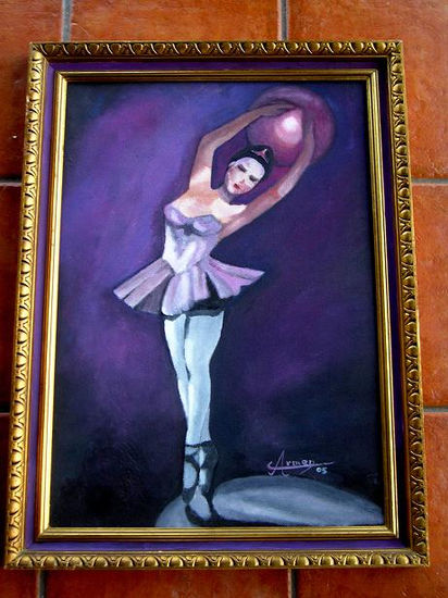 Bailarina Óleo Tabla Figura