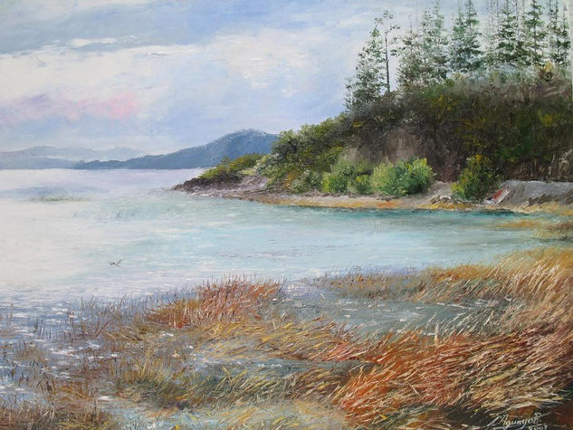 "Esperando en Puerto Pañuelo" Oil Canvas Landscaping