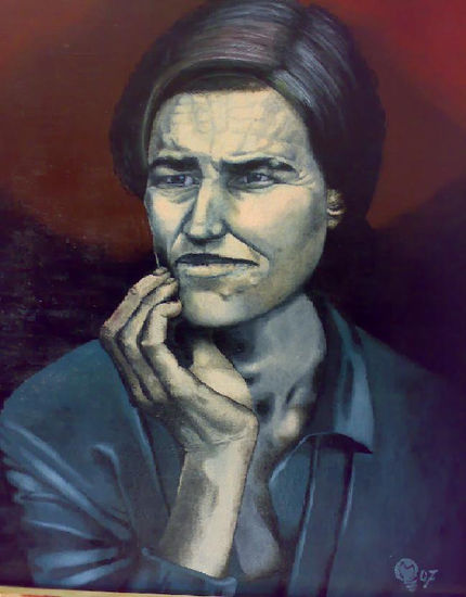 La Madona Emigrante Oil Canvas Portrait