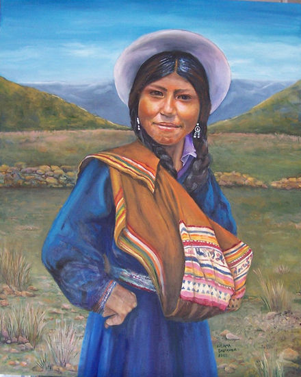 Orgullo coya Oil Canvas Portrait