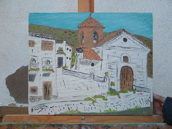 Alpujarra Granada Mecina Alfahar iglesia Oil Canvas Landscaping