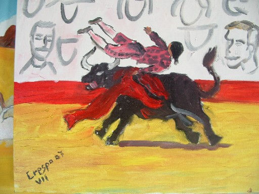 Toros Cogida de Cayetano Oil Canvas Others