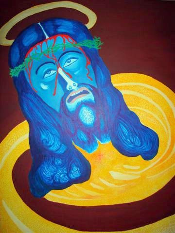 Dios es Amor Oil Canvas Figure Painting