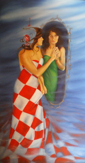 Atraves del espejo Oil Canvas Figure Painting