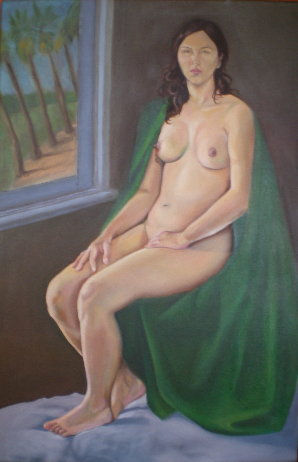 Desnudo junto a la ventana Óleo Lienzo Desnudos