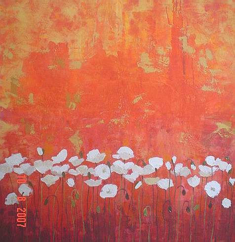 Amapolas Blancas Mixed media Canvas Floral Painting