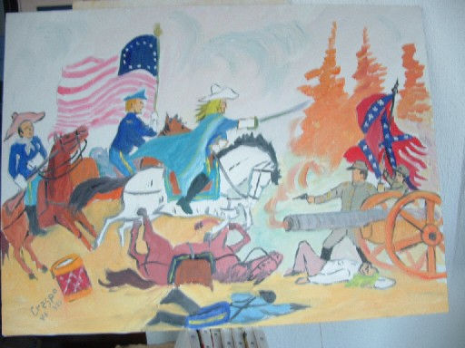 Custer cargando contra los confederados Oil Canvas Landscaping