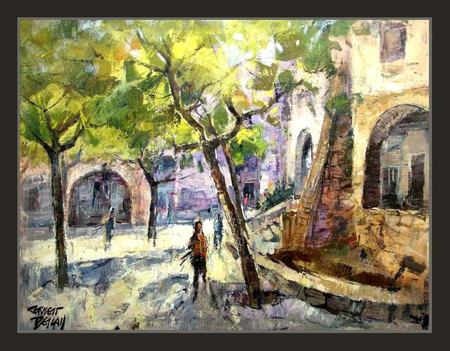 PLAZA DE LA LLACUNA-PINTURA-PAISAJES-PINTOR-ERNEST DESCALS