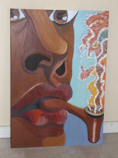 mujer fumando Oil Canvas Figure Painting