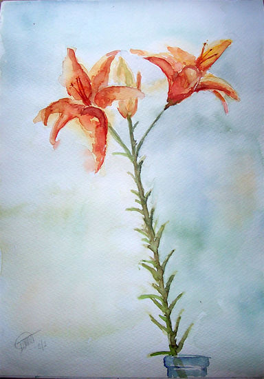 Flores en botella 2/2 Watercolour Paper Landscaping