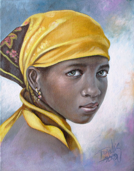 Niña de raza negra 13 Acrylic Canvas Portrait