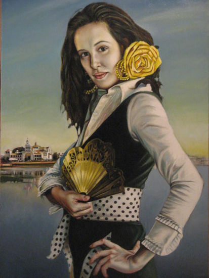 bailarina rociera Oil Canvas Figure Painting