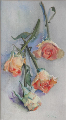 cuatro rosas Watercolour Paper Floral Painting