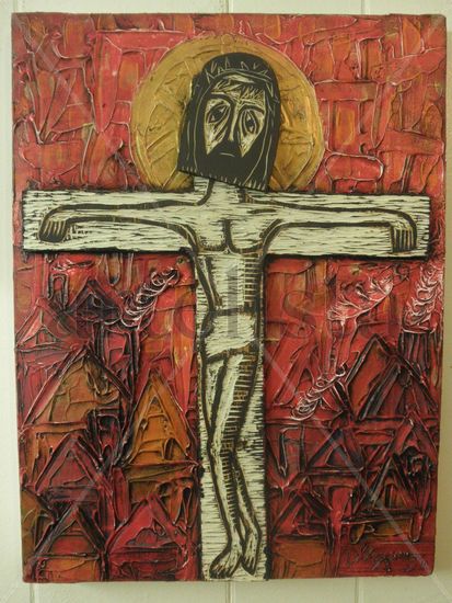 cristo (2) Media Mixta Lienzo Figura