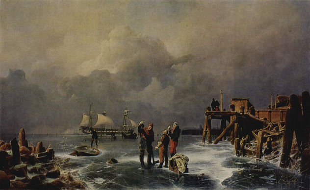 Orilla del mar helado (paisaje invernal)