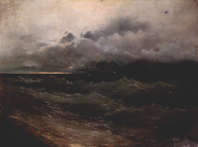 Ships in Stormy Sea, Dawn 