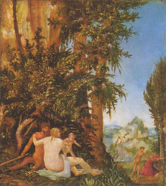 Paisaje con familia de sátiros
