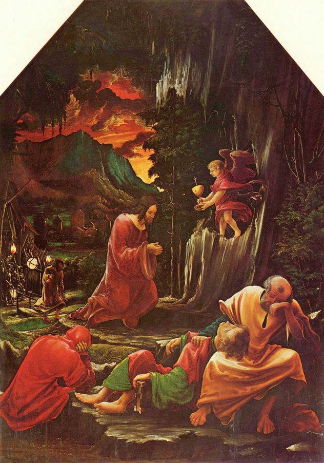Sebastiansaltar del monasterio de canónigos agustinos de San Florián cerca de Linz, ala interior izquierda de la Pasión de Cristo, escenas en la parte superior izquierda.