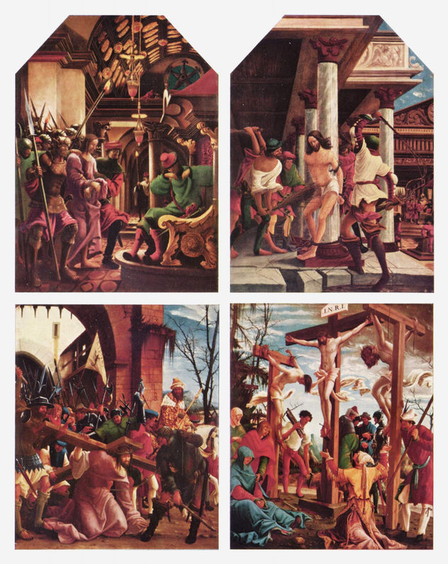 Sebastiansaltar del monasterio de canónigos agustinos de St. Florian cerca de Linz, ala interior derecha de la Pasión de Cristo, escenas de arriba a la izquierda.