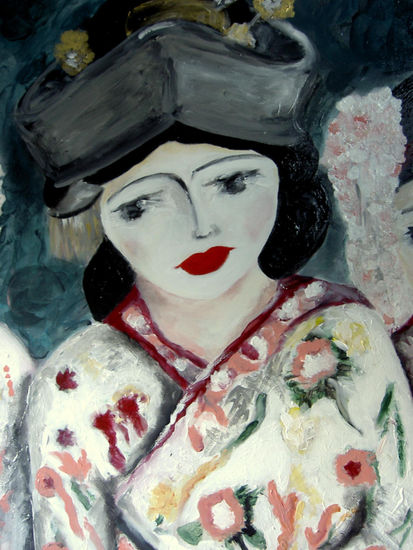 Ceremonia de Geishas(detalle3) Acrílico Lienzo Retrato