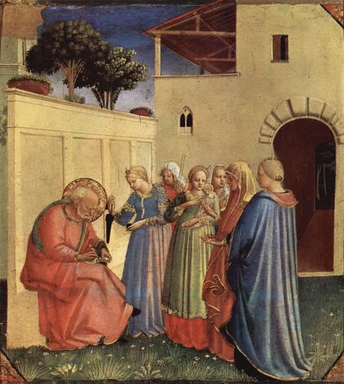 Registration of the name for the baptism, fragment of a polyptych 