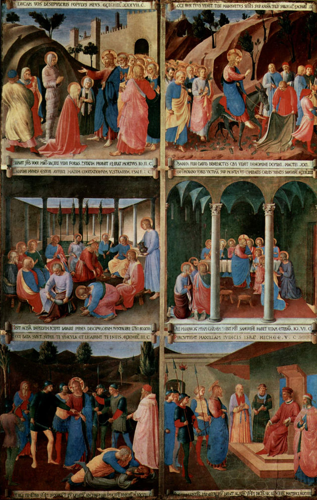 Série de pinturas de escenas de la vida de Cristo para un amario para guardar la cubertería de plata. Serie de escenas
