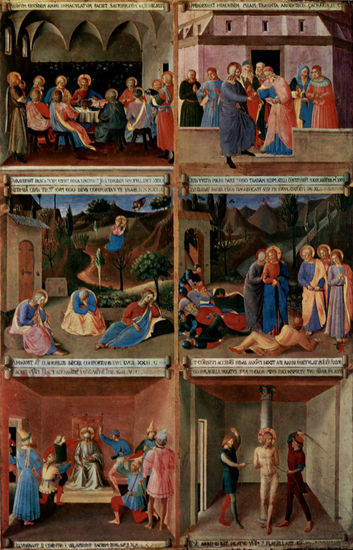 Series of paintings of scenes from the life of Christ for a cabinet to store silverware. Series of scenes 