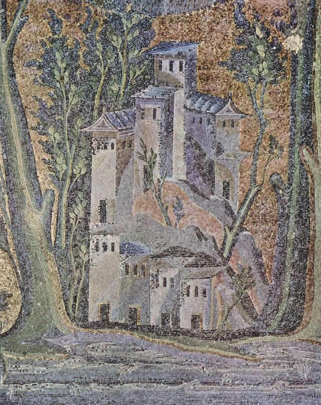 Mosaico del Muro Occidental de la Gran Mezquita de Damasco, escena