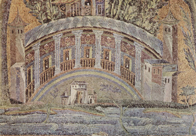 Mosaico del Muro Occidental de la Gran Mezquita de Damasco, escena