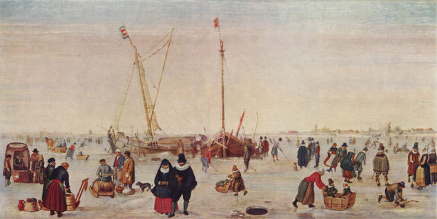 Winter Landscape with Ice Skaters 