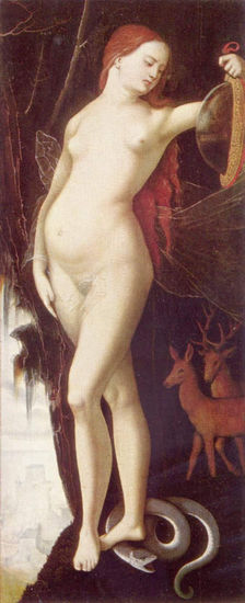 Woman with Mirror and Serpent (Vanitas?) 